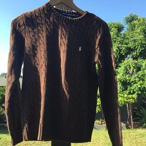 Brown Women's Crew-Neck Polo Sweater Ralph Lauren